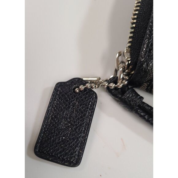Coach Signature Canvas Long Zip Around Wallet Wristlet Black Grey - Picture 4 of 5
